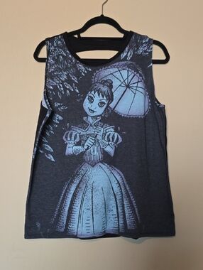 Haunted Mansion Graphic Sleeveless Tank Top with Parasol Girl